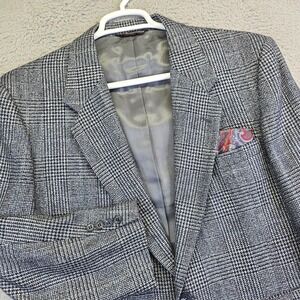 Stafford Suit Jacket Mens 44 Gray Wool Houndstooth Blazer‎ Sports Coat Western